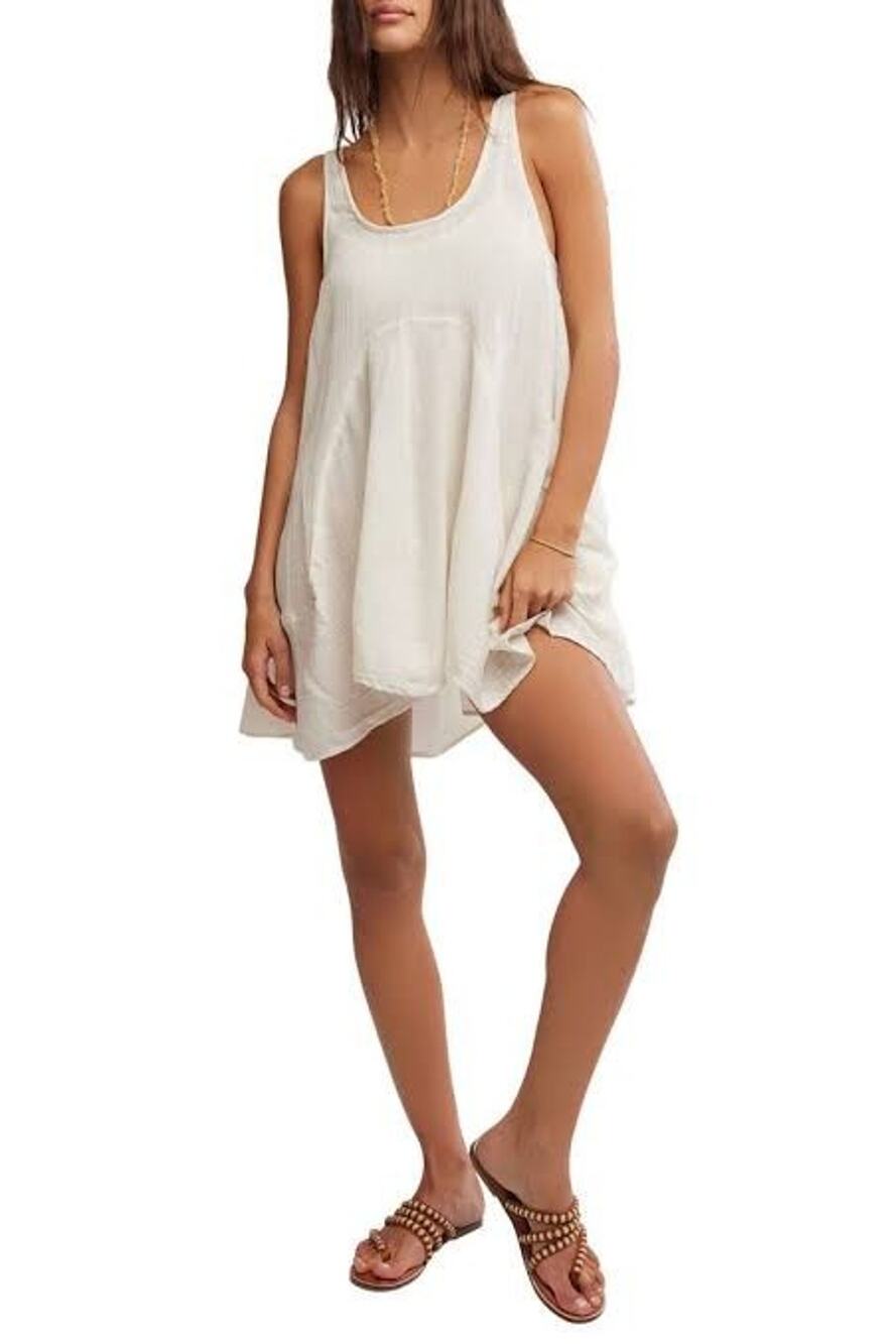 Women's Small Free People Pina Colado White Cotton Gauze Tunic Mini Dress